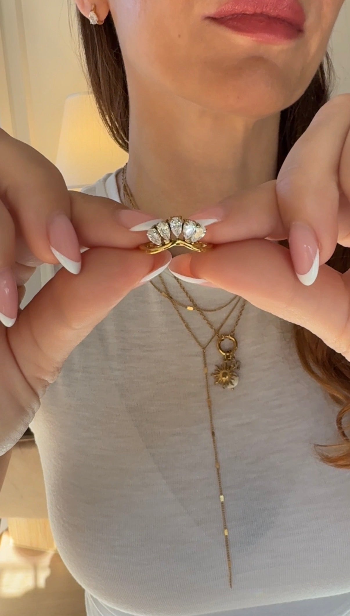 DIANA - Gold Plated Ring with Teardrop Zirconia