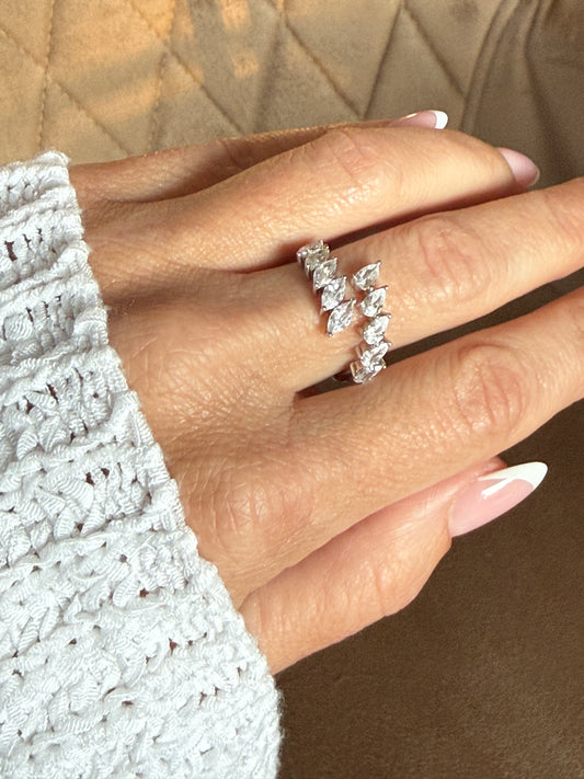 SOPHIA – Adjustable Marquise Cut Ring, Sterling Silver