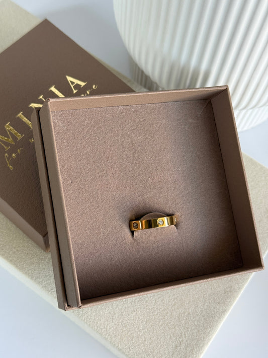 LARA – Cubic Zirconia Ring, Gold-Plated