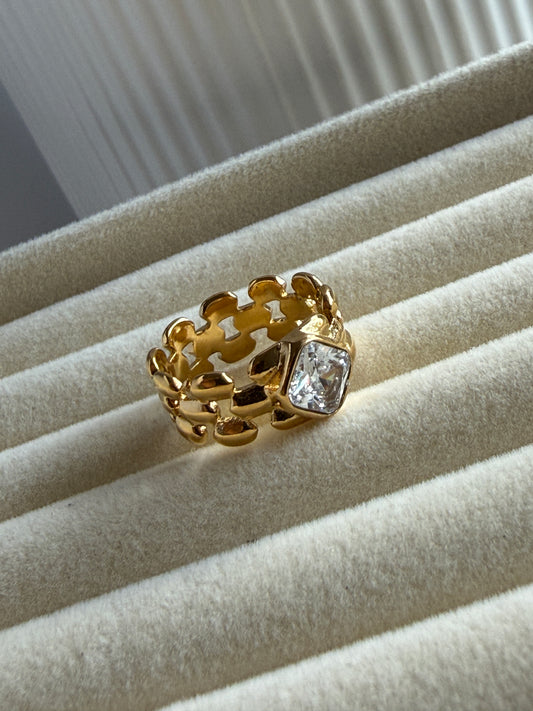 ELLA – Stone Ring, Gold-Plated