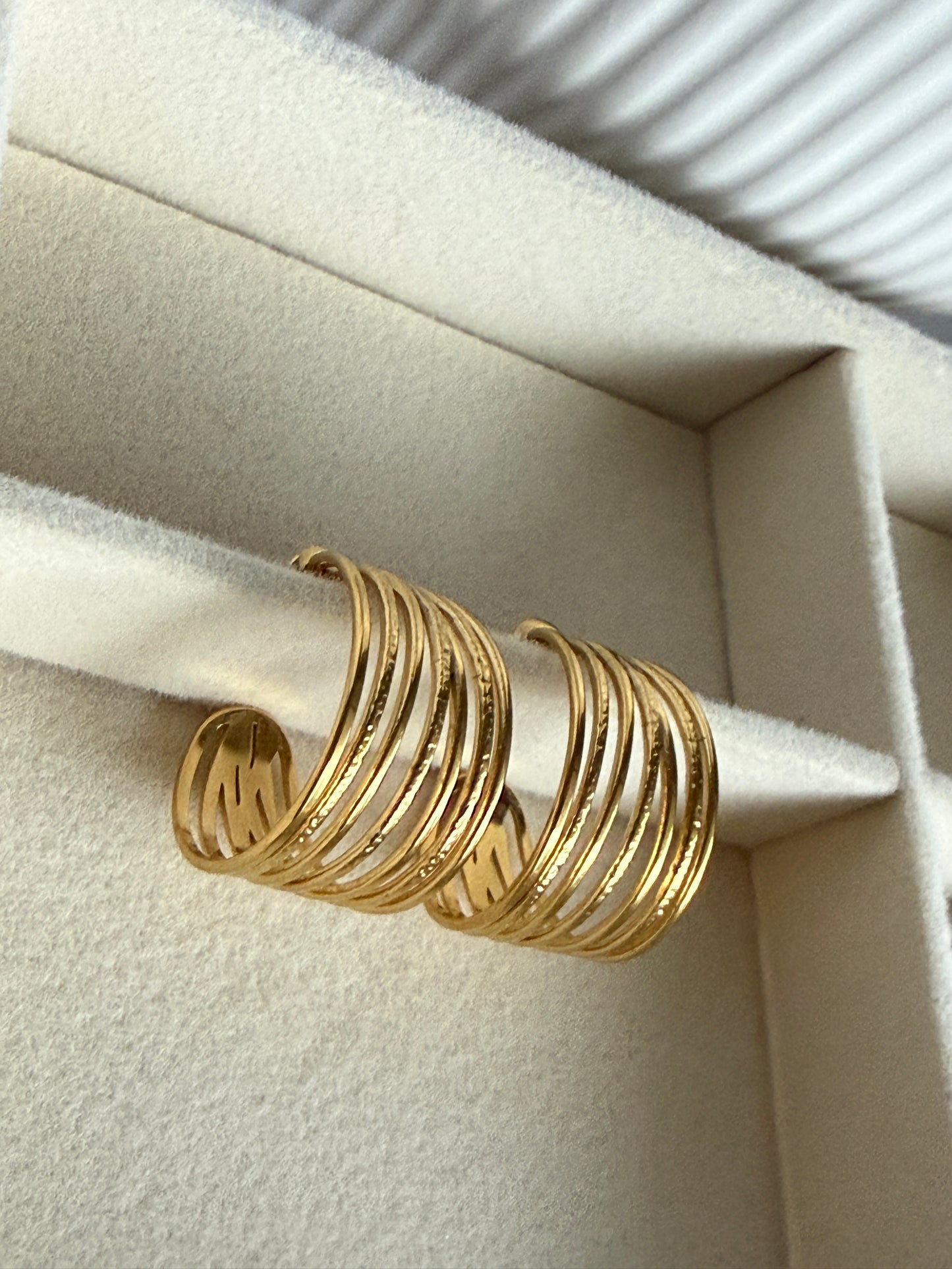 Textured Statement Stud Earrings, 18K Gold Plated Stainless Steel