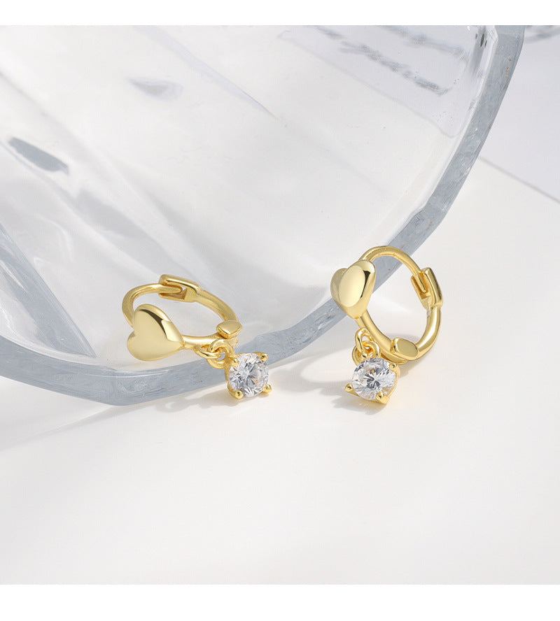 Heart Huggie Earrings, Sterling Silver & 18K Gold Plated