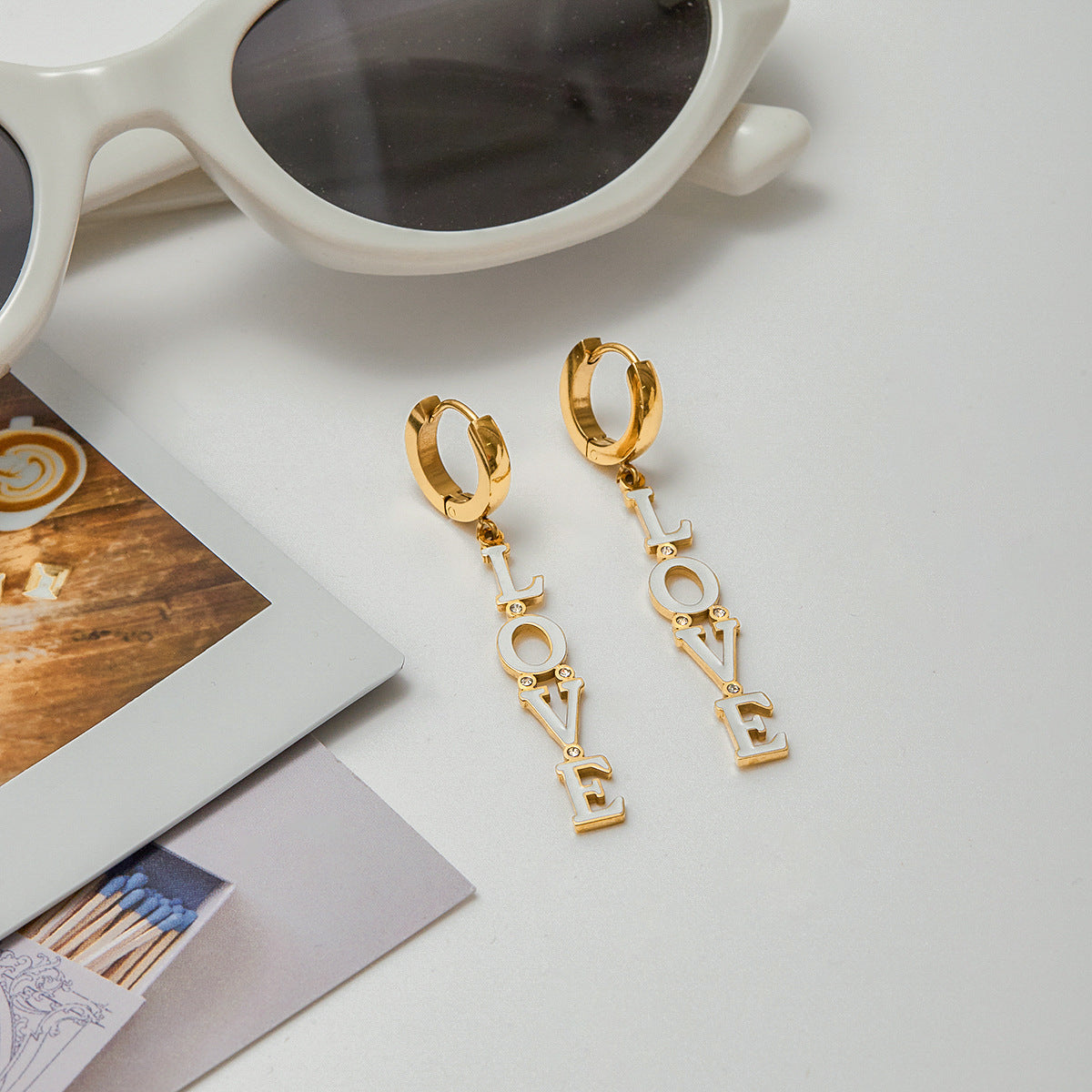 LOVE LETTERS – Letter Drop Earrings, Gold Plated