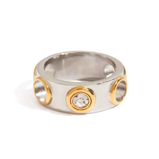 ELENA – Cubic Zirconia Ring, Silver & Gold-Plated