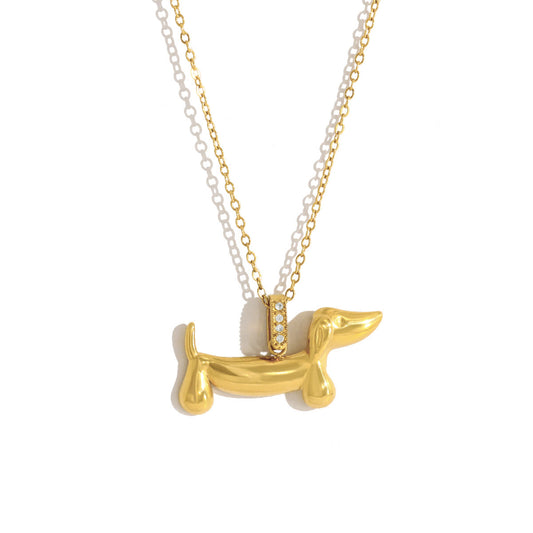 BRUNO - Dachshund Pendant Necklace, Gold Plated