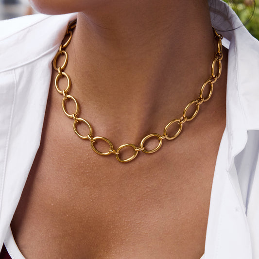 ELLA – Chunky Chain Necklace with Toggle Clasp, Gold Plated