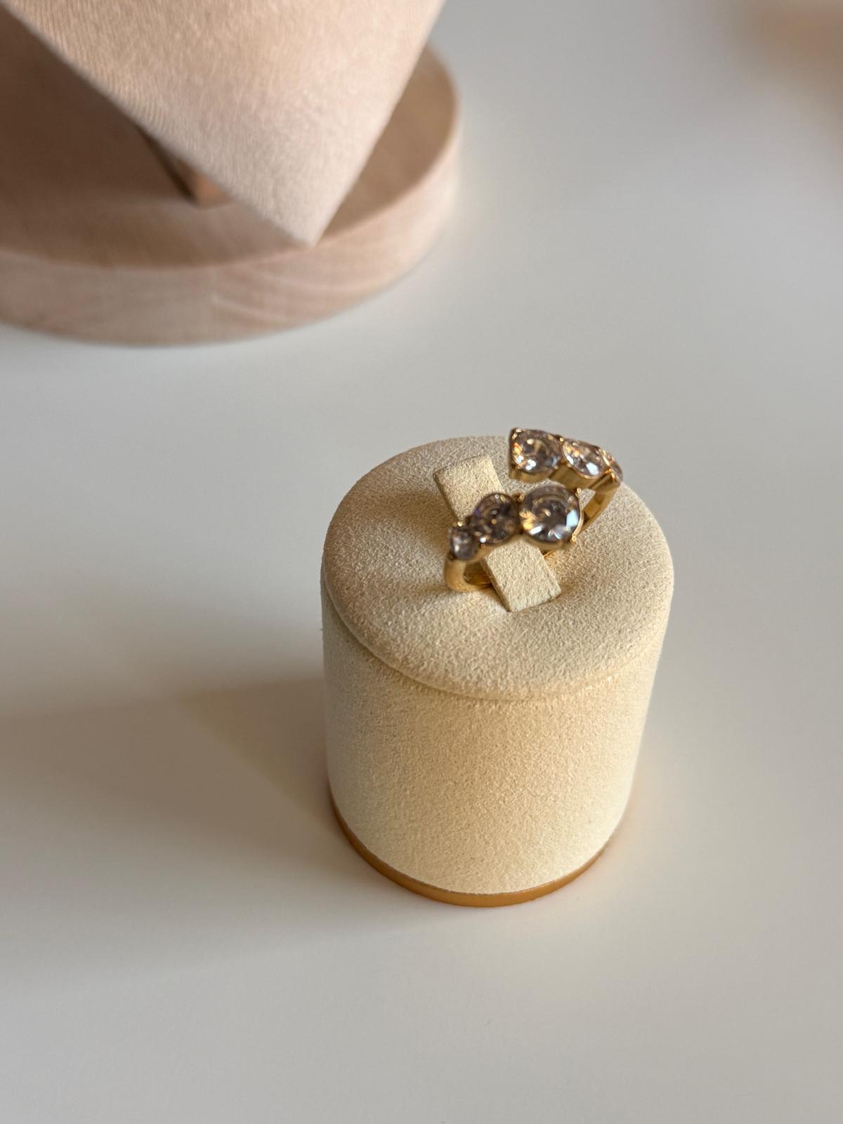 KLARA – Adjustable Cubic Zirconia Ring, 18K Gold-Plated Sterling Silver