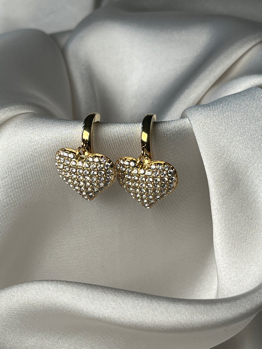NELE – Zirkonia Heart Hoop Earrings, Gold Plated