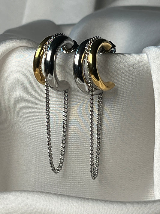VIOLA – Chain Hoop Earrings, Two Tone