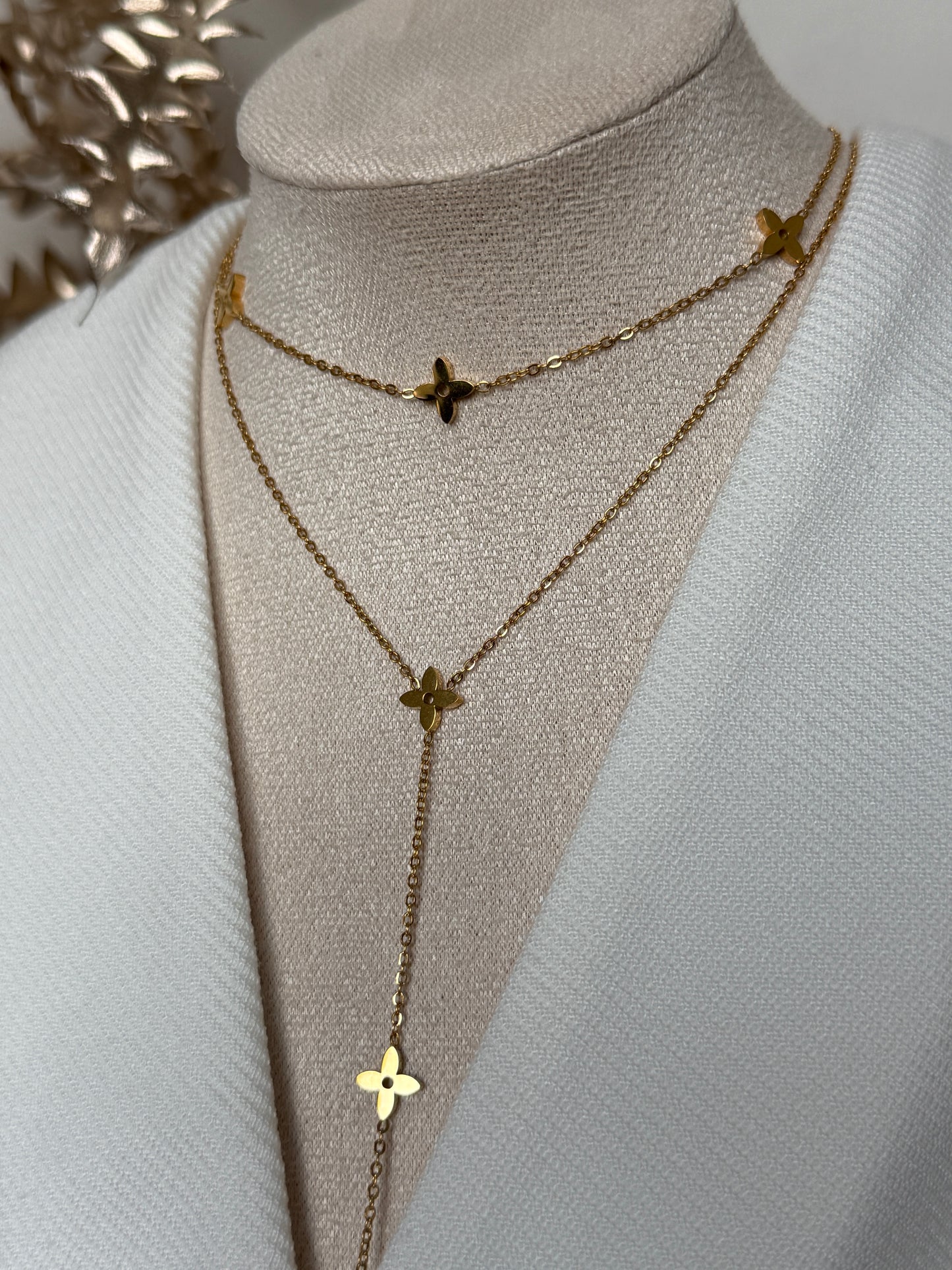 LILLY – Layered Clover Necklace, Gold Plated