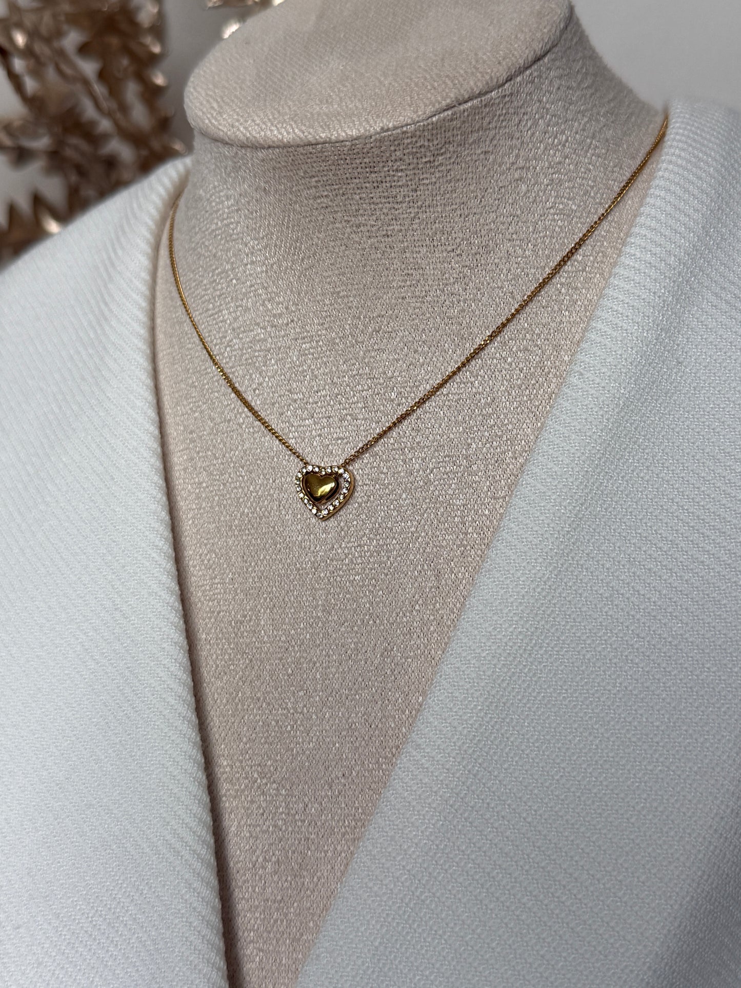 ALMA – Heart Zirconia Necklace, Gold Plated