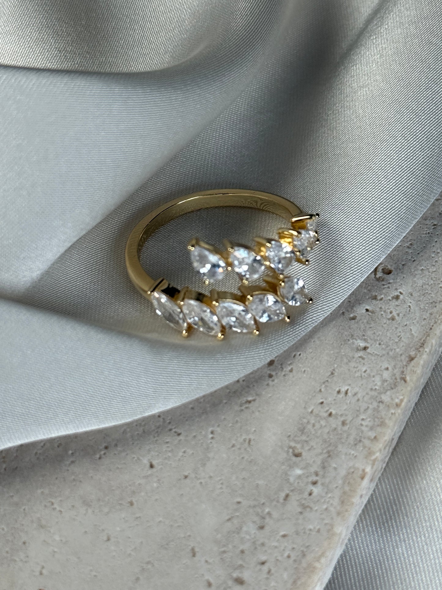 SOPHIA – Adjustable Marquise Cut Ring, Gold-Plated Sterling Silver