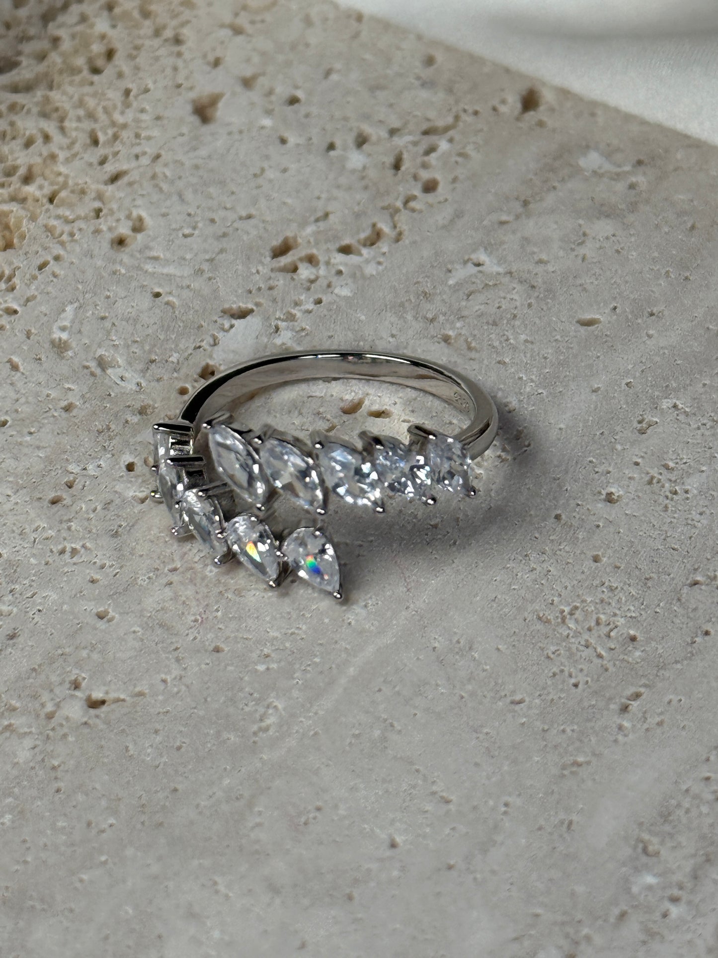 SOPHIA – Adjustable Marquise Cut Ring, Sterling Silver