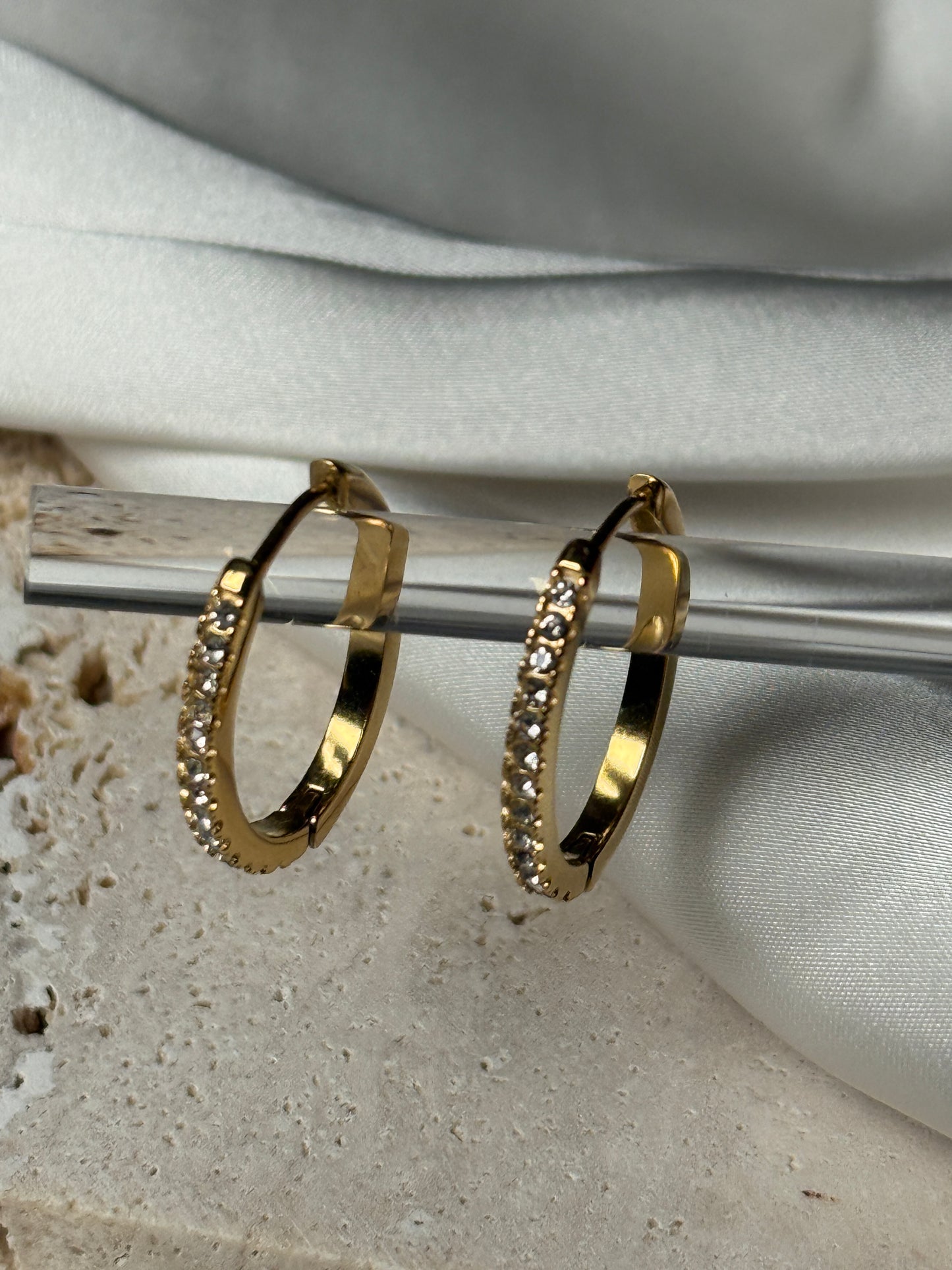 CLARISSA – Zirkonia Hoop Earrings, Gold Plated