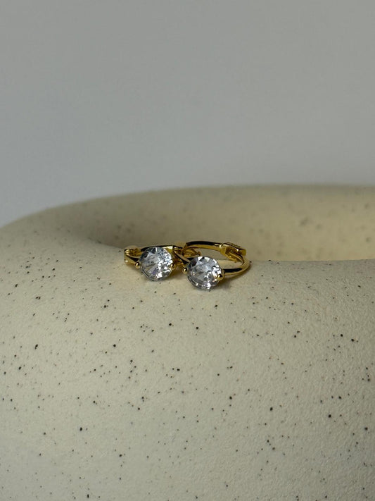 Minimal Zircon Huggie Earrings · Sterling Silver & 14K Gold Plated