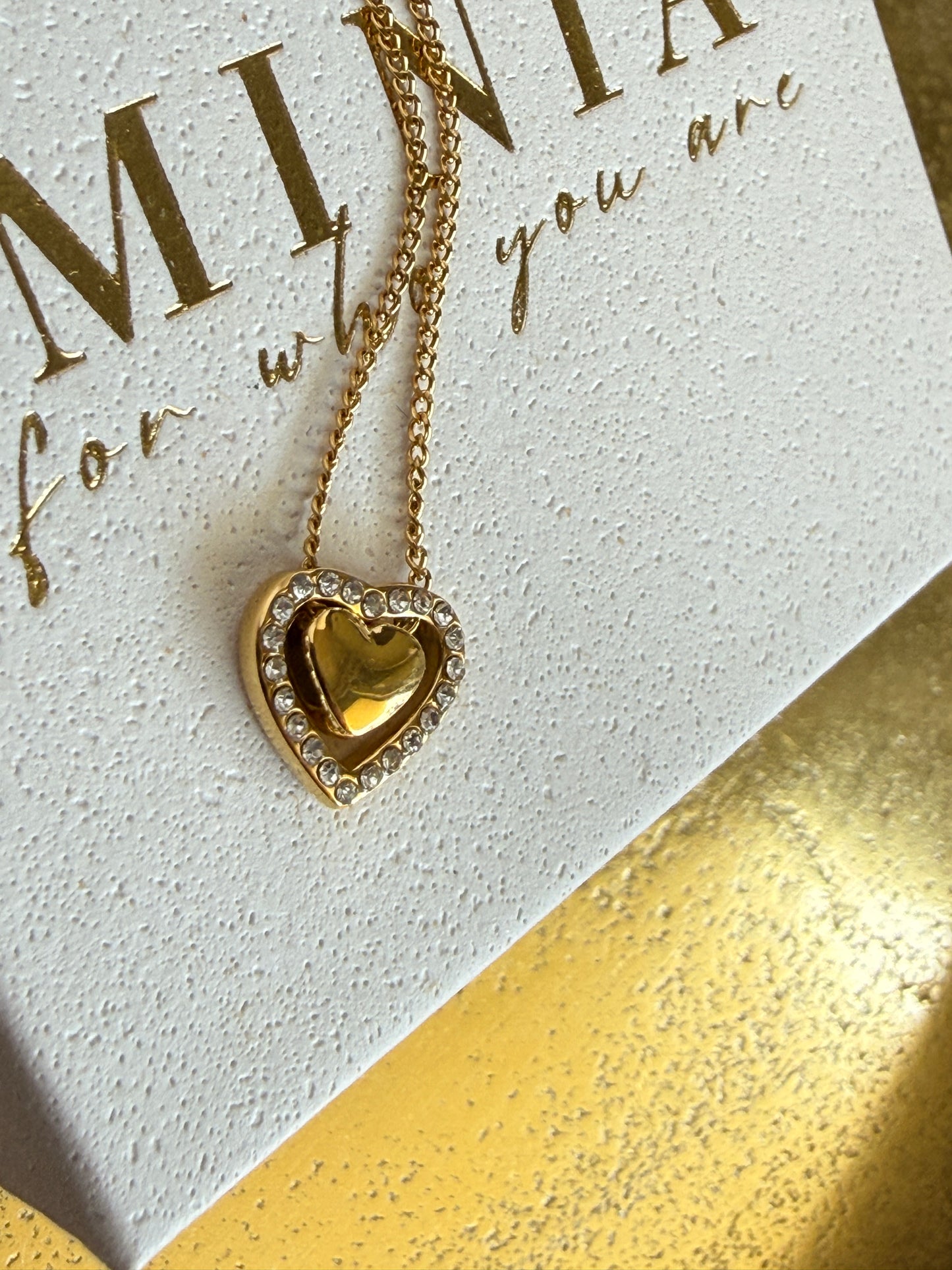 ALMA – Heart Zirconia Necklace, Gold Plated