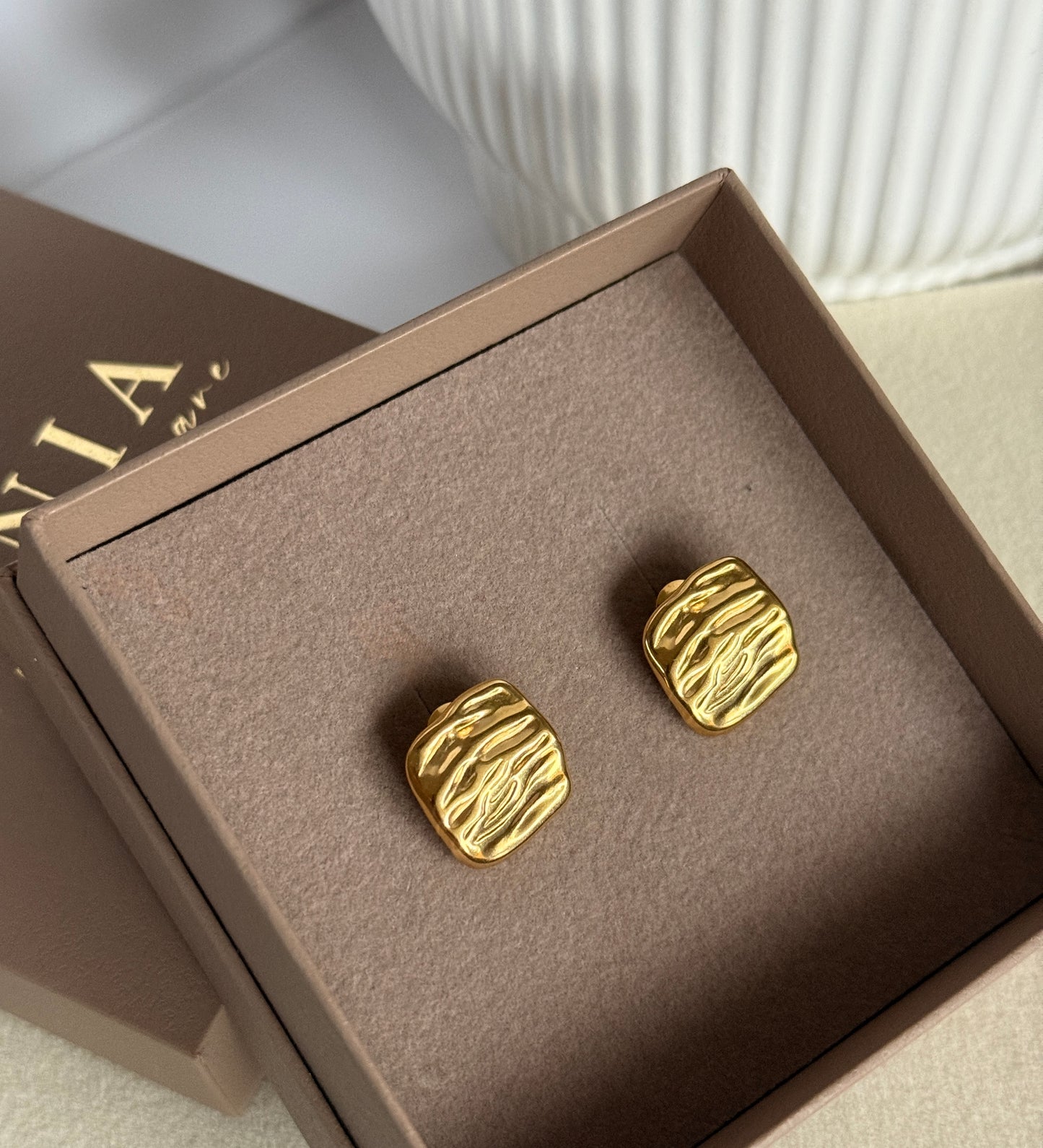 Layered C-Hoop Earrings , 18K Gold Plated Stainless Steel