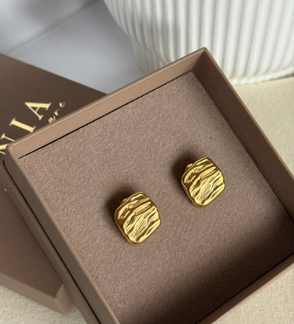 Layered C-Hoop Earrings , 18K Gold Plated Stainless Steel