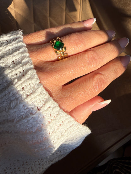 ELLA – Green Stone Ring, Gold-Plated