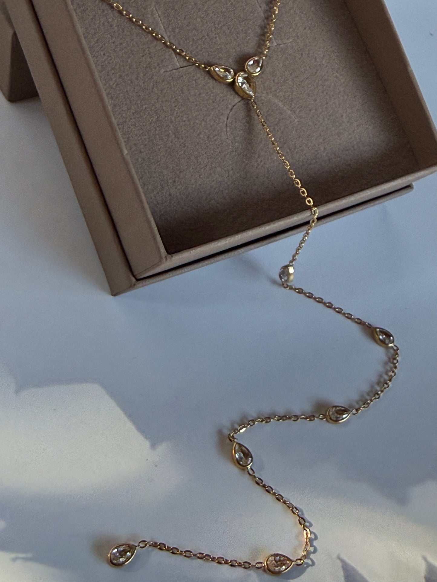 Y-Drop Necklace, Stainless Steel & 18K Gold Plated