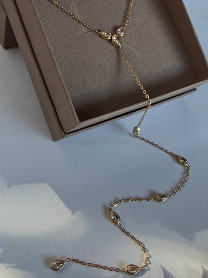 Y-Drop Necklace, Stainless Steel & 18K Gold Plated