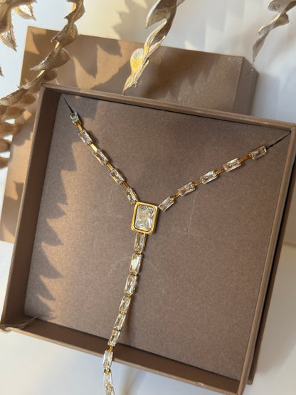 Y-Drop Necklace, Stainless Steel & 18K Gold Plated