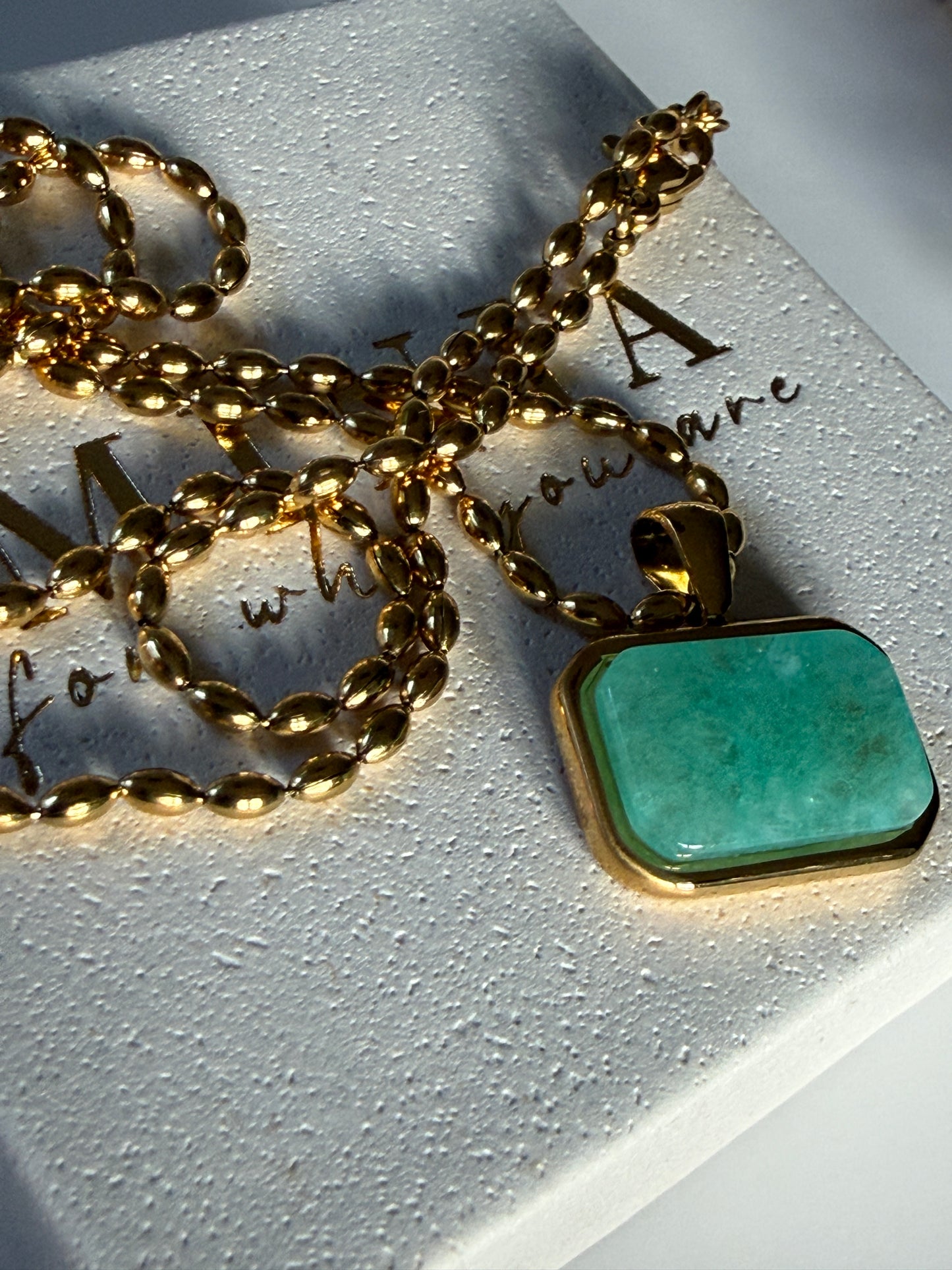 NORI – Green Stone Necklace, Gold Plated