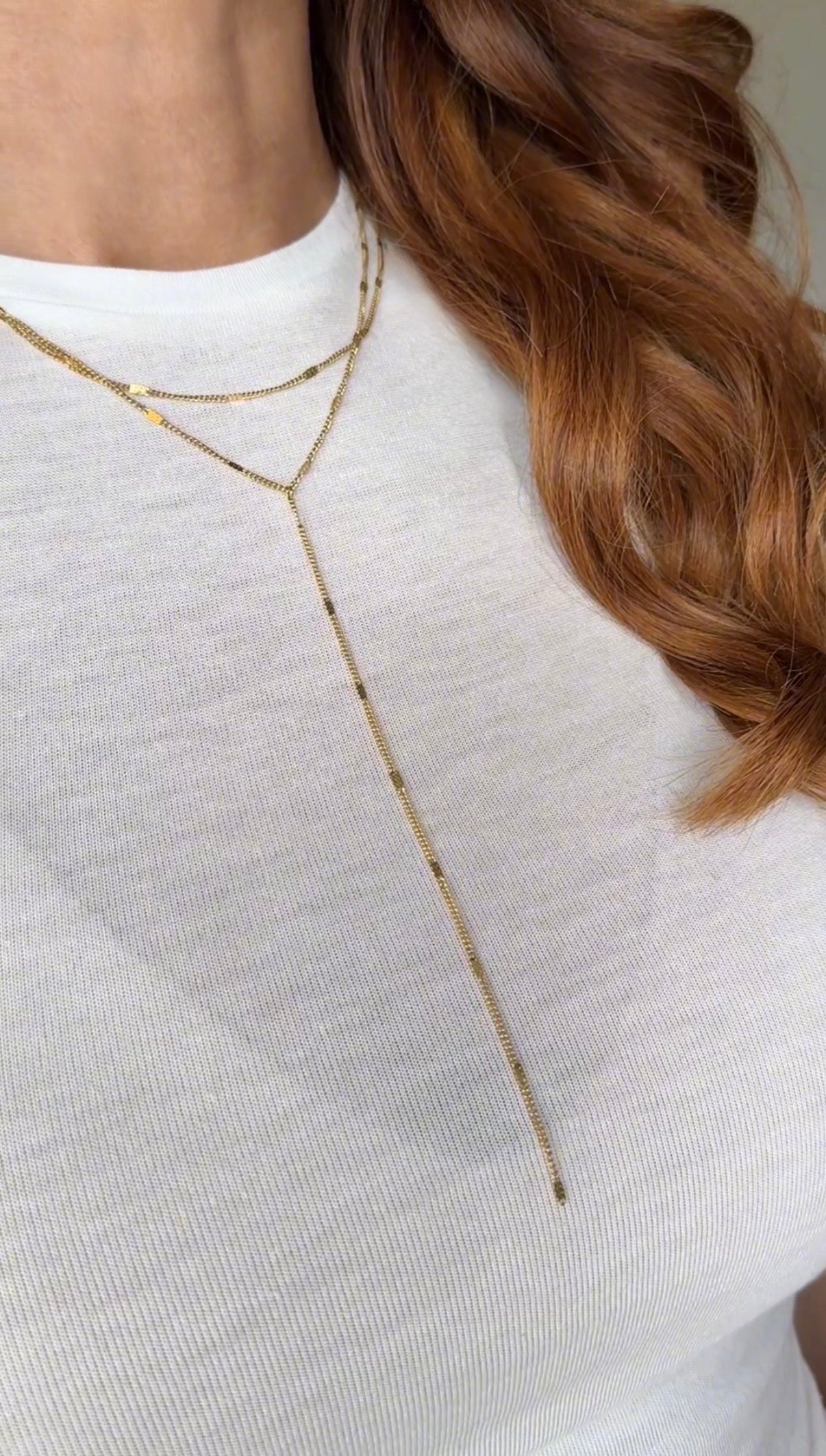 Layered Y Necklace · Stainless Steel · Gold or Silver