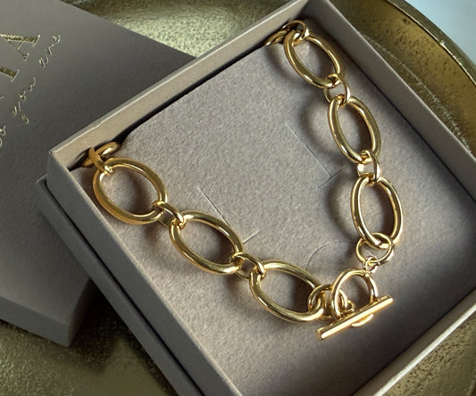 ELLA – Chunky Chain Necklace with Toggle Clasp, Gold Plated