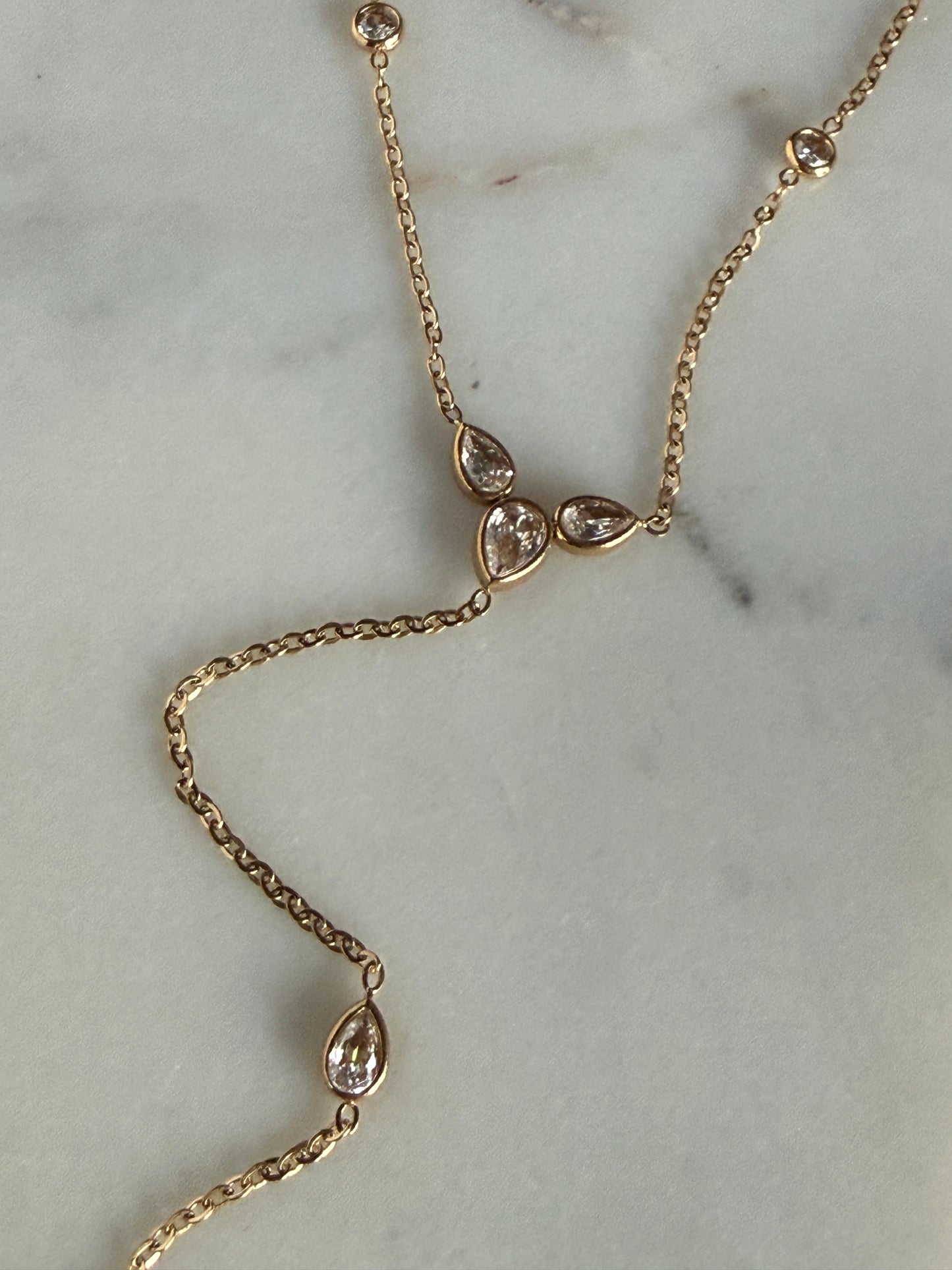 Y-Drop Necklace, Stainless Steel & 18K Gold Plated