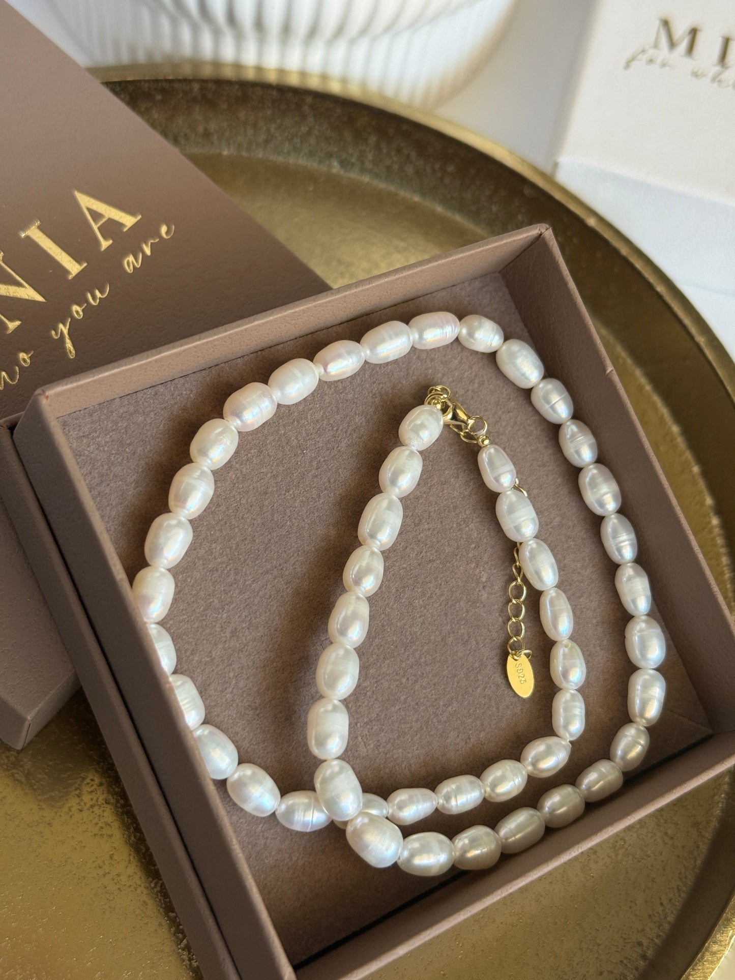 EVA – Pearl Necklace, Gold Plated