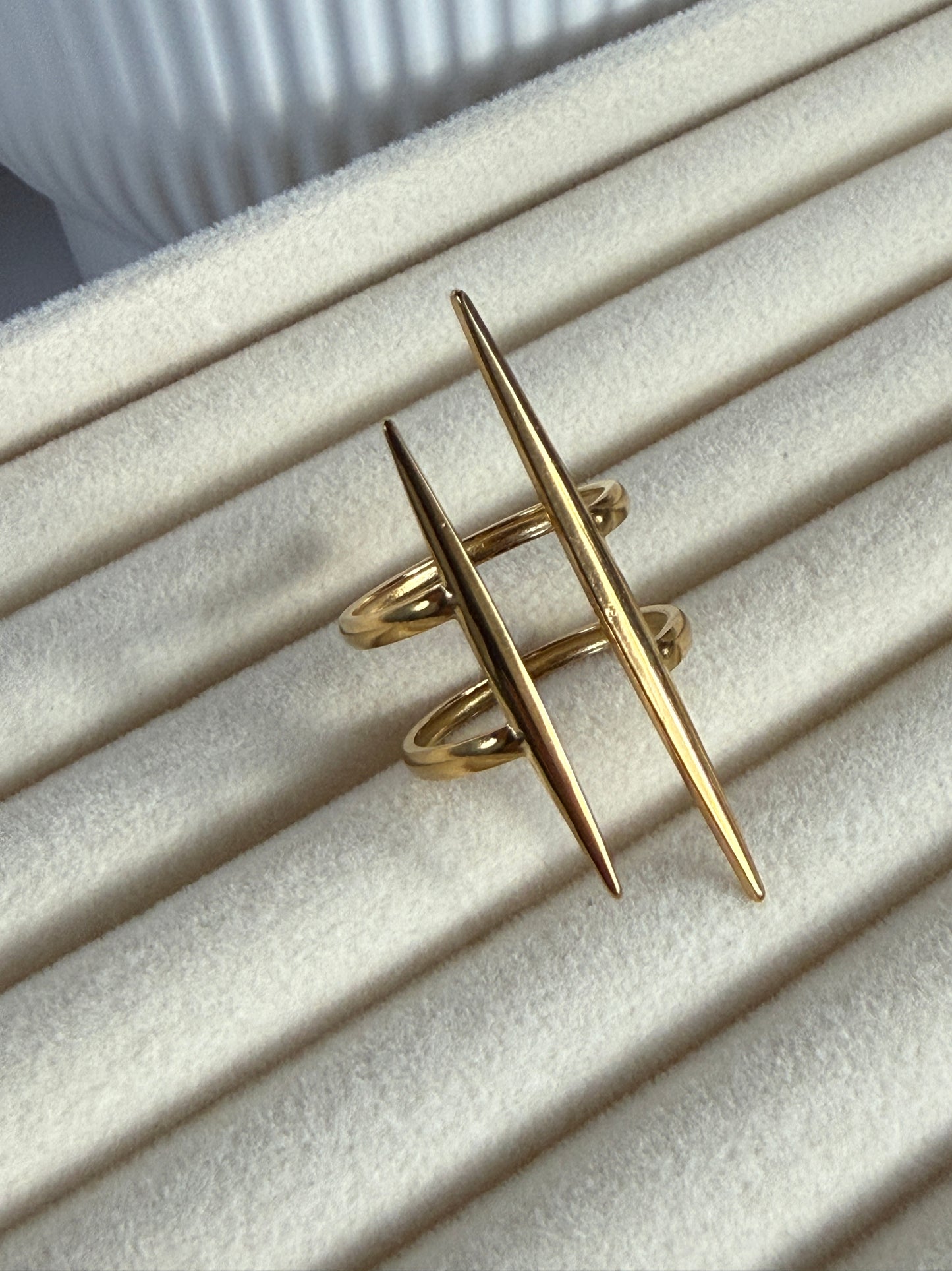 Statement Line Ring, 18K Gold-Plated Stainless Steel