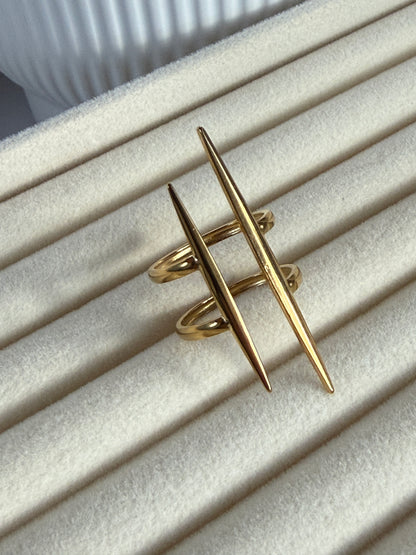Statement Line Ring, 18K Gold-Plated Stainless Steel