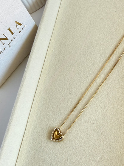 ALMA – Heart Zirconia Necklace, Gold Plated