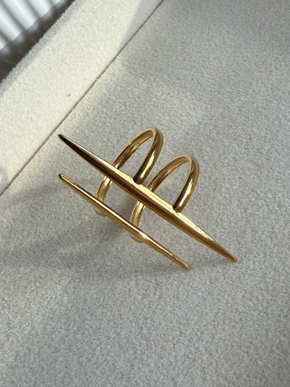 Statement Line Ring, 18K Gold-Plated Stainless Steel
