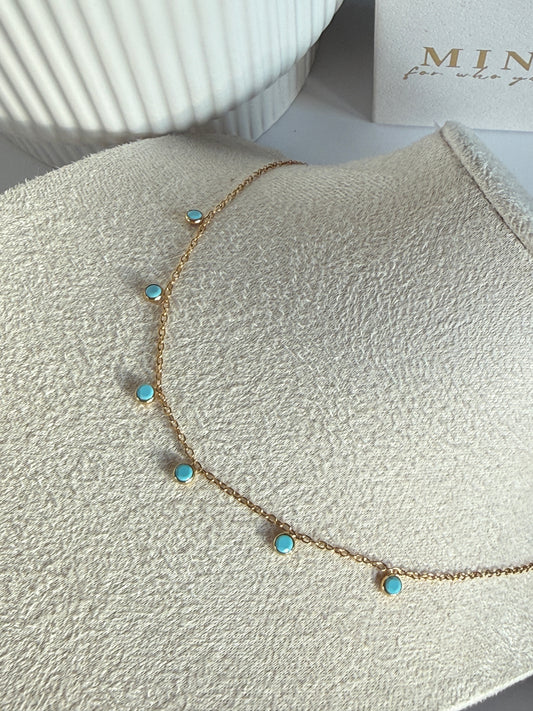 Turquoise Charm Necklace, 18K Gold-Plated Stainless Steel