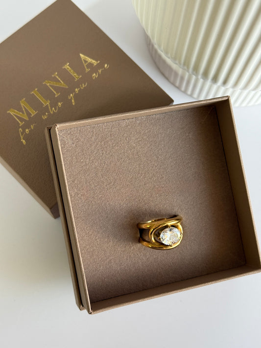 MARIE – Bezel Set Cubic Zirconia Ring, Gold-Plated