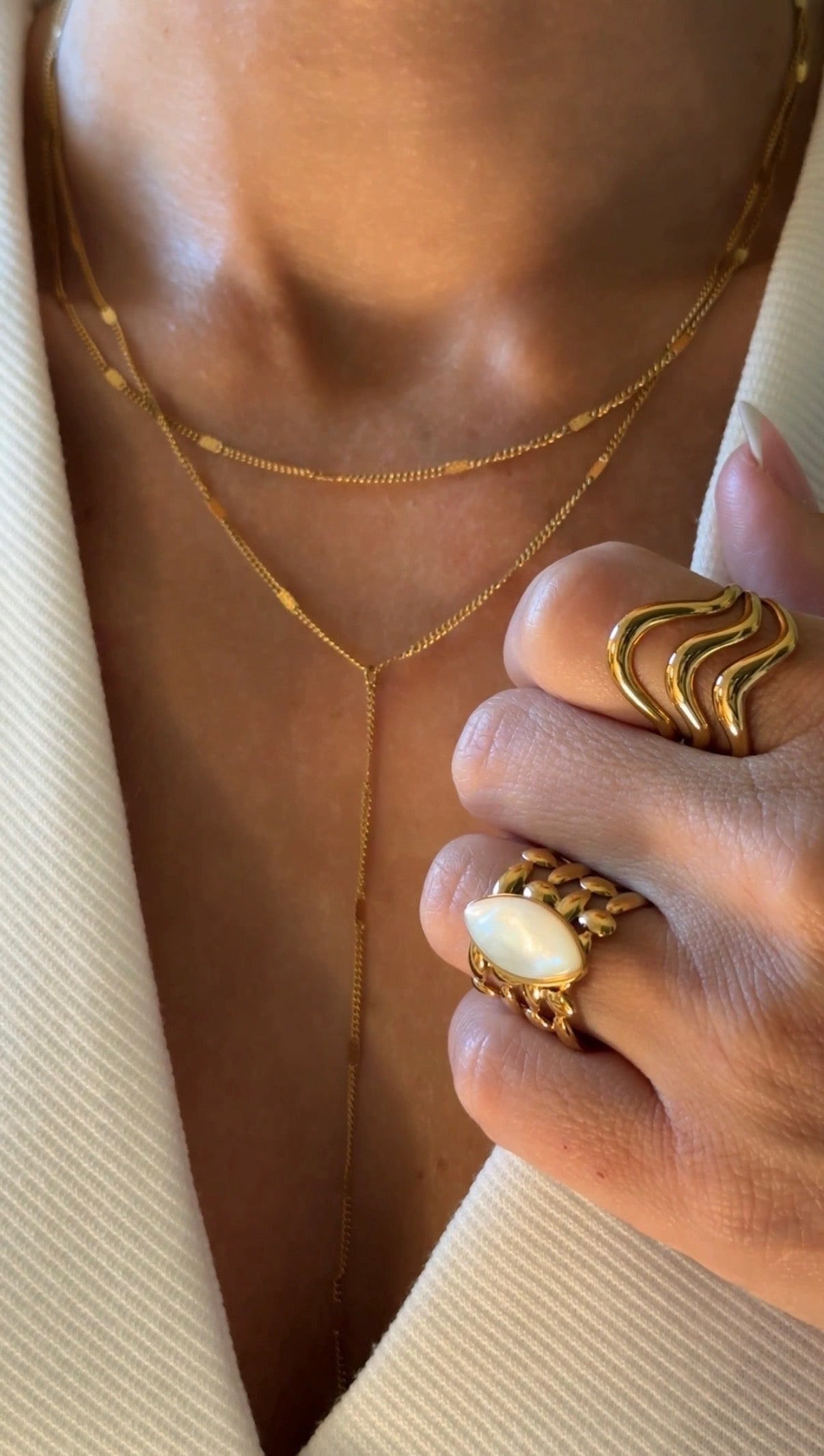 Layered Y Necklace · Stainless Steel · Gold or Silver