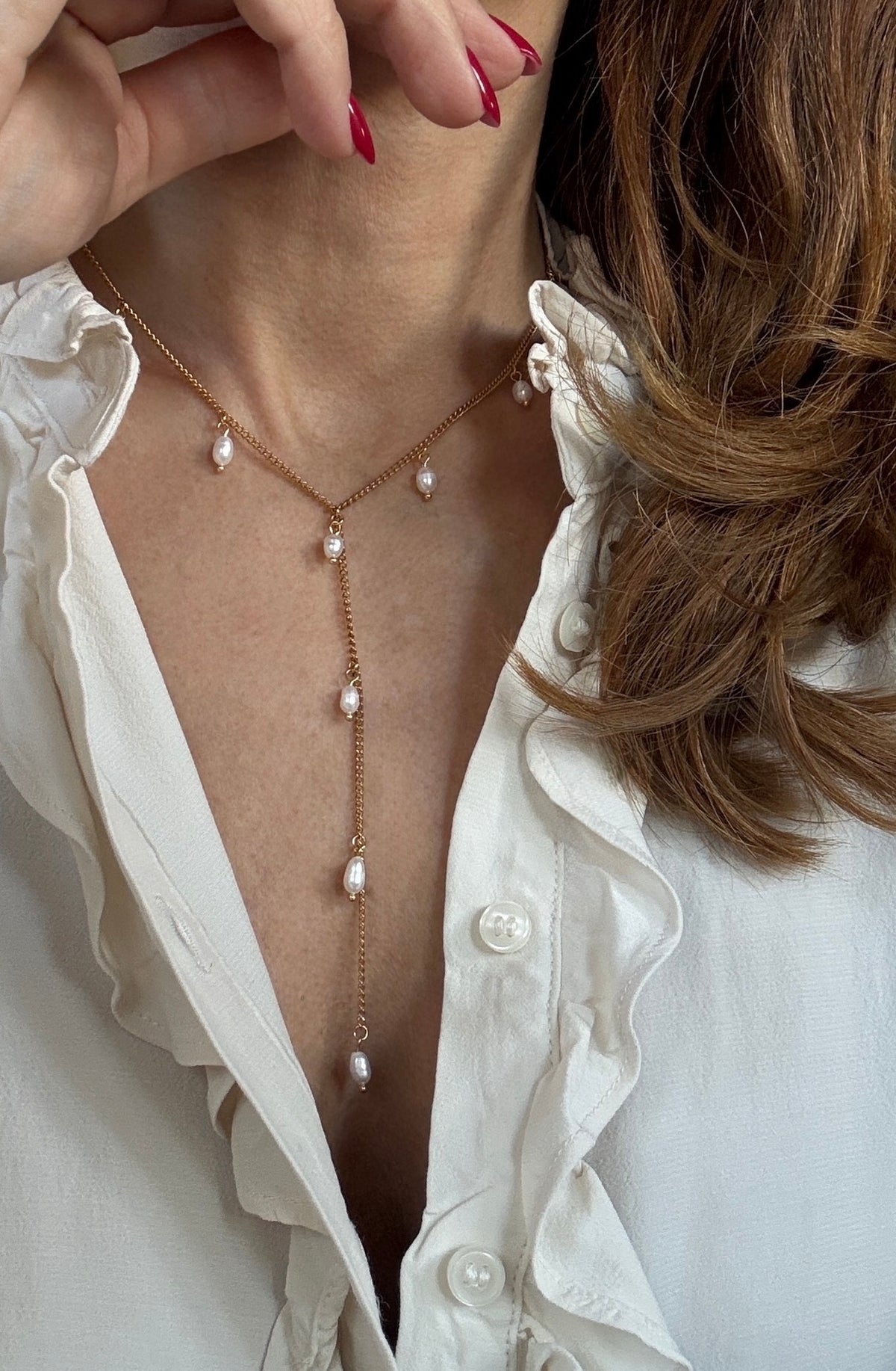 Pearl Drop Y Necklace