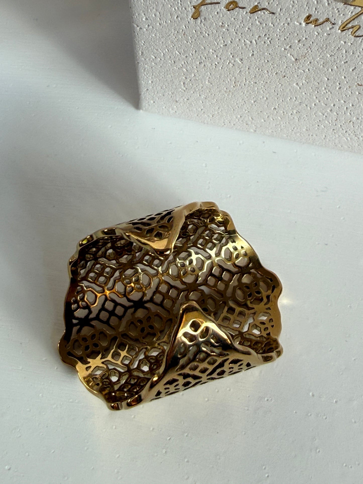 Adjustable Boho Lace Ring, 18K Gold Plated Stainless Steel