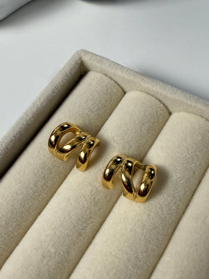 THEA – Half Hoop Stud Earrings, Gold Plated