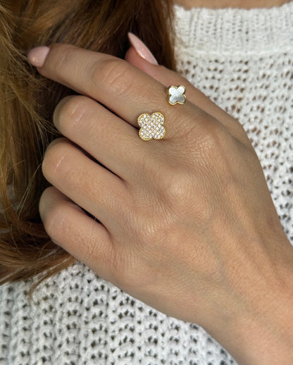 CLOVA – Adjustable Gold-Plated Sterling Silver Ring