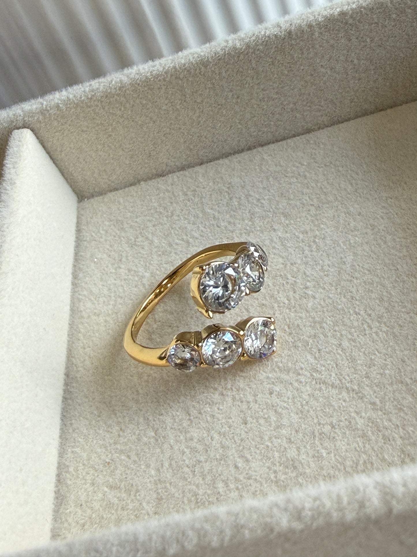 KLARA – Adjustable Cubic Zirconia Ring, 18K Gold-Plated