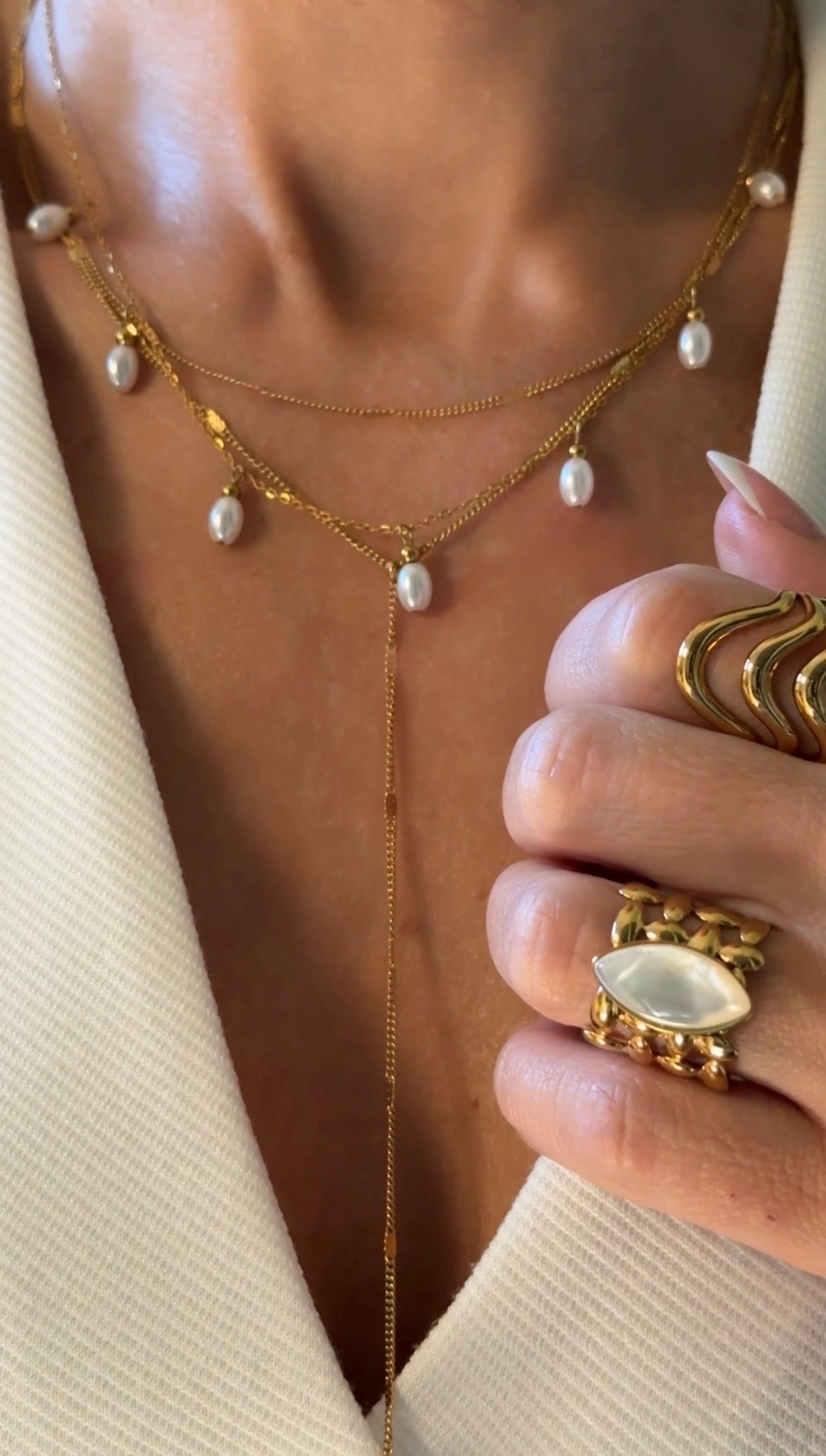 Layered Y Necklace · Stainless Steel · Gold or Silver