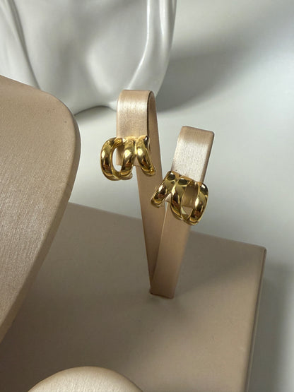 THEA – Half Hoop Stud Earrings, Gold Plated