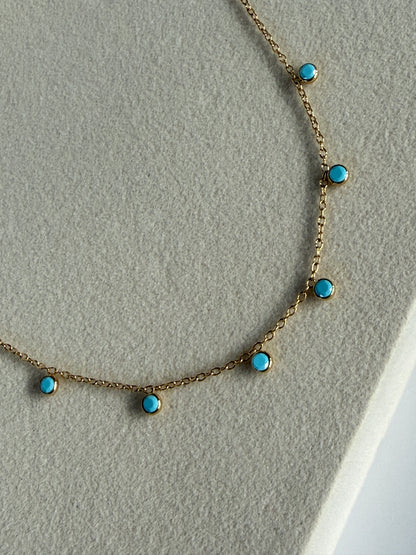 Turquoise Charm Necklace, 18K Gold-Plated Stainless Steel