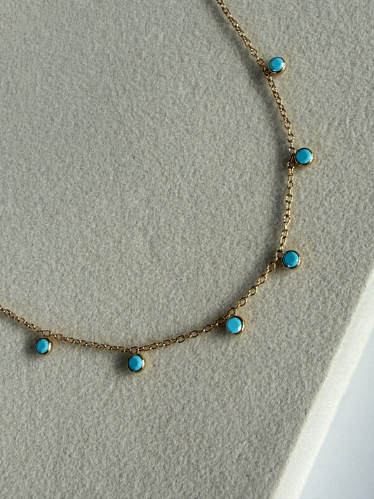 Turquoise Charm Necklace, 18K Gold-Plated Stainless Steel