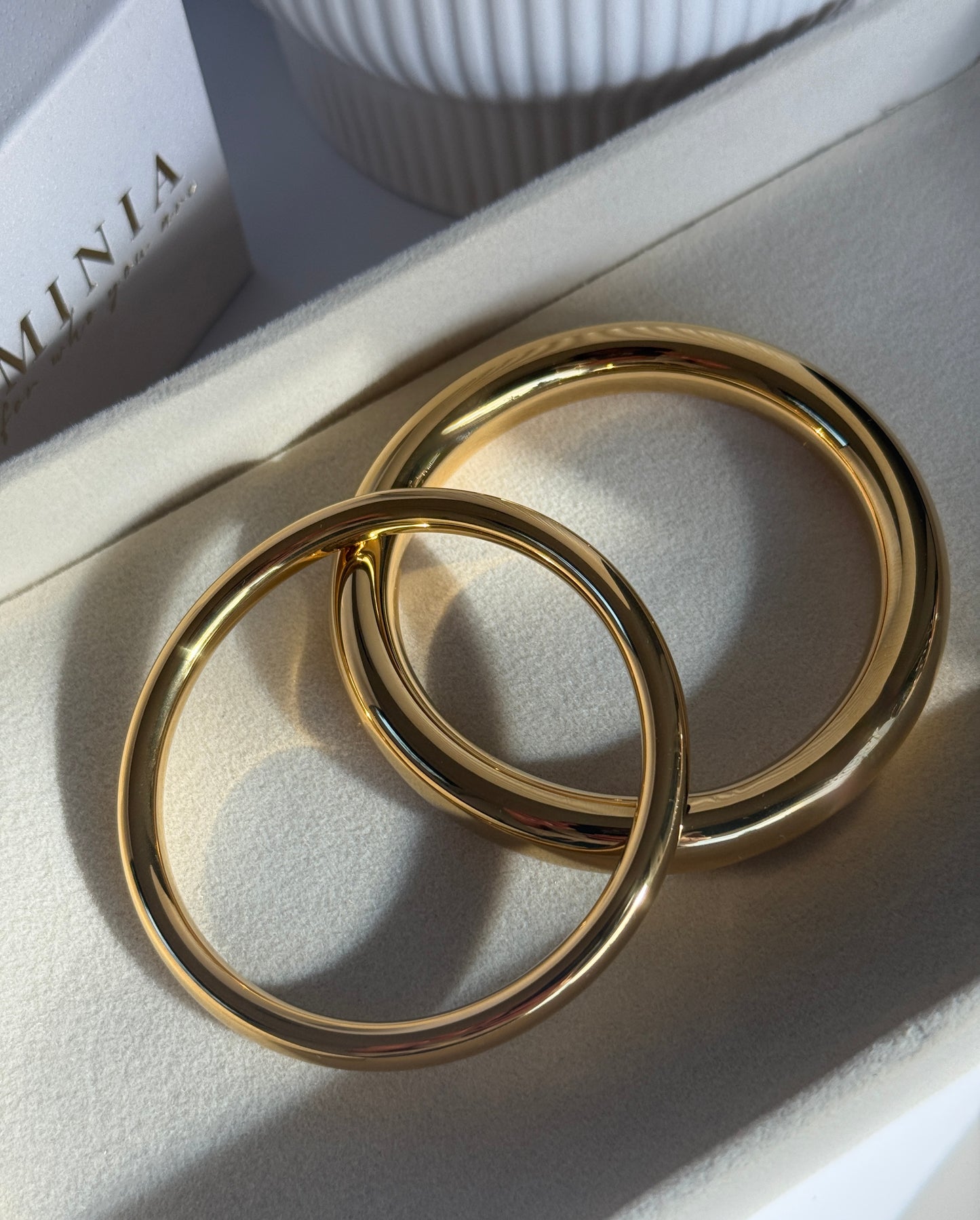 Rounded Bangle Bracelet, 18K Gold-Plated Stainless Steel