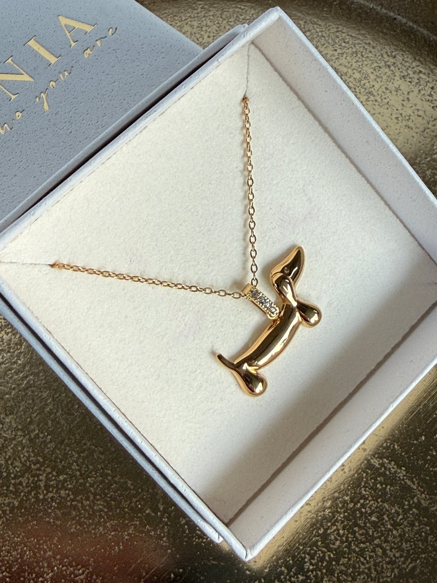 BRUNO - Dachshund Pendant Necklace, Gold Plated