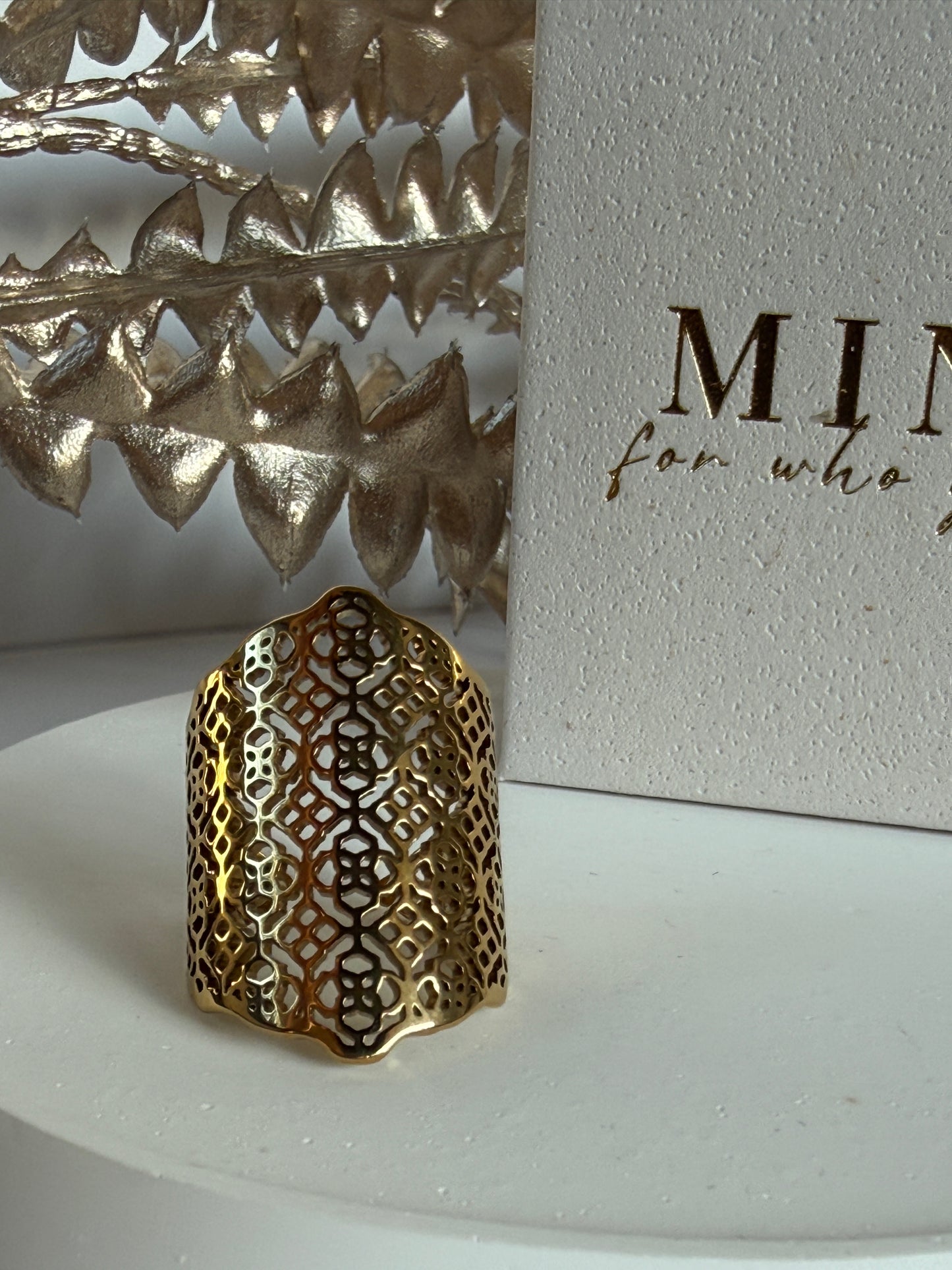 Adjustable Boho Lace Ring, 18K Gold Plated Stainless Steel